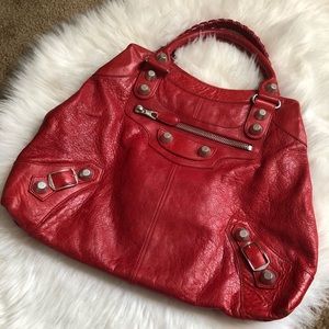 BALENCIAGA Agneau Giant 21 Silver Hardware Mid Day Pourpre